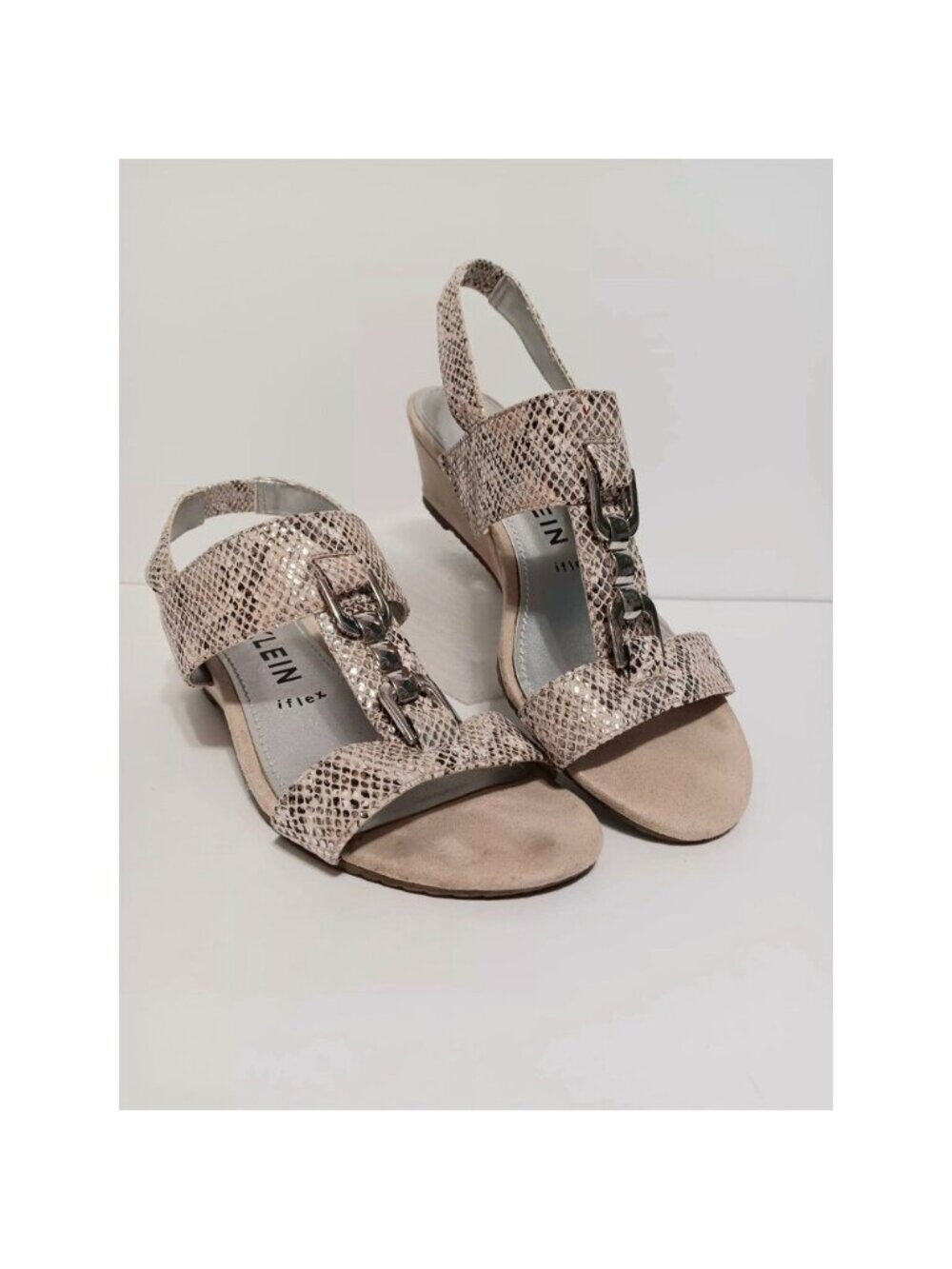 Anne Klein I Flex Faux Snake Skin Women's Wedge Heels Sz 7.5M